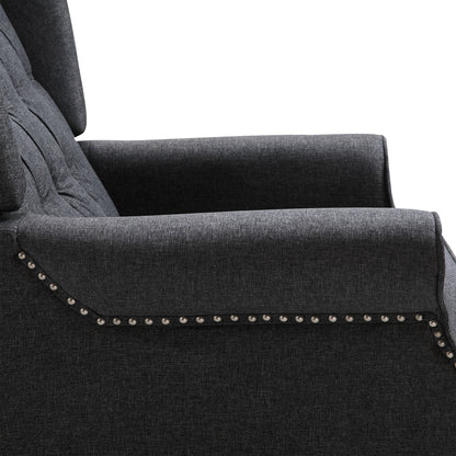 Recliner Armchair with Footrest Grey Tone in a Vintage Tufted Design Dark Grey