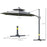 3m Cantilever Parasol w/ Solar Lights Power Bank Cross Base Adjustable Canopy 360° Spin Outdoor Garden Umbrella 2-Tier Roof Sun Shade Grey