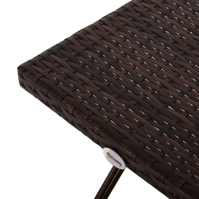 Garden Small Folding Square Rattan Coffee Table Bistro Balcony Outdoor Wicker Weave Side Table 40H x 40L x 40Wcm Brown