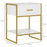 Modern Bedside Table, Bedside Cabinet with Drawer Shelf, Storage Organizer for Bedroom, Living Room, White and Gold