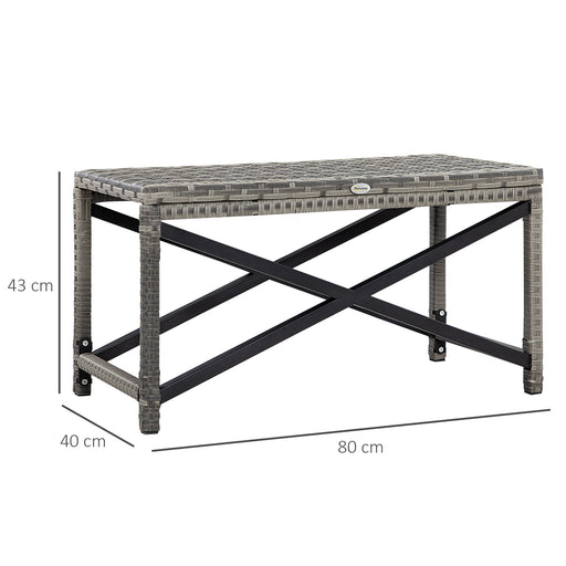 Outsunny PE Wicker Outdoor Coffee Table, Patio Rattan Side Table, with Plastic Board Under the Full Woven Table Top for Patio, Garden, Balcony, Mixed Grey