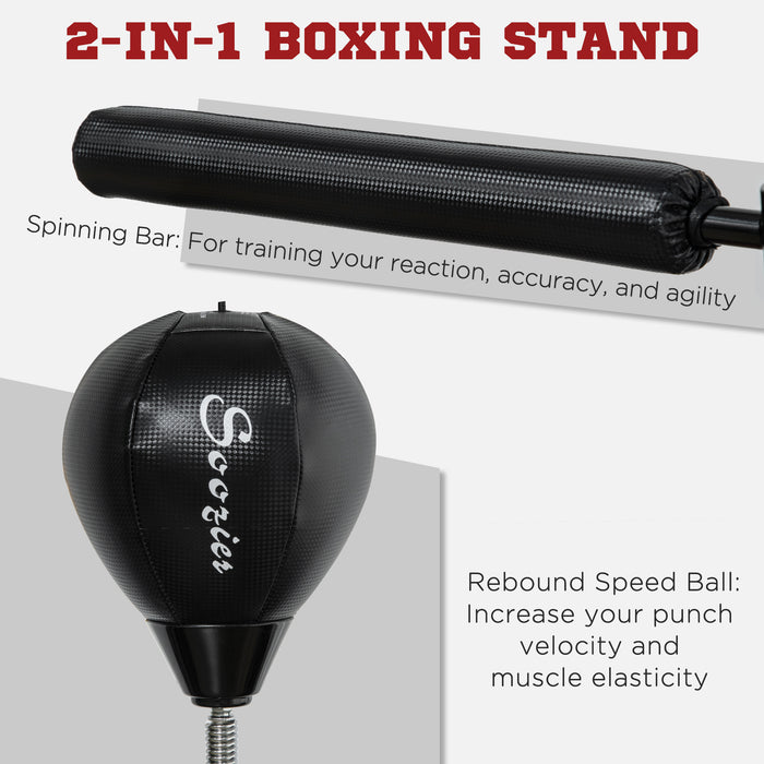 Free Standing Speed Bag, Height Adjustable Boxing Punching Bag with Stand, Reflex Bar, Punching Pad and Suction Cup Base