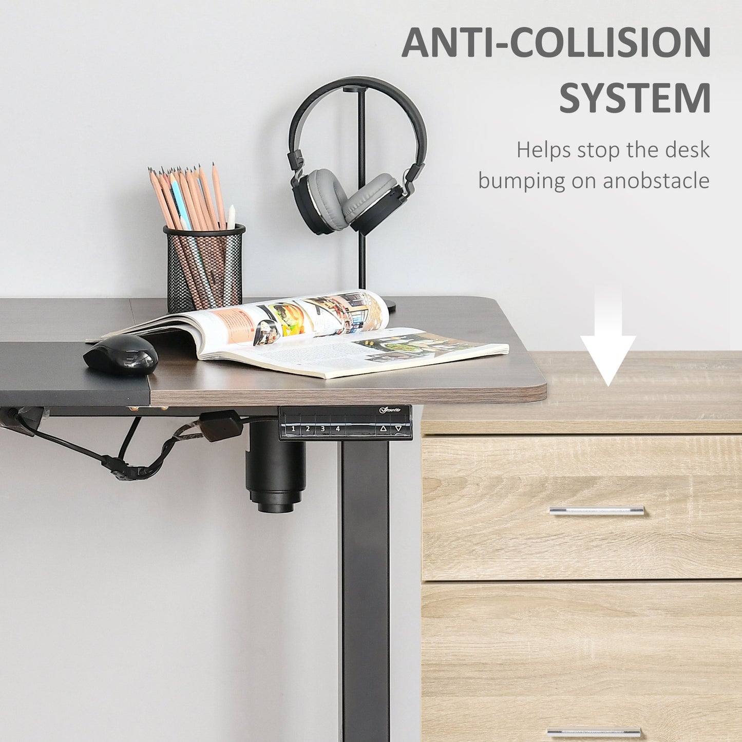 Height Adjustable Electric Standing Desk with 4 Automatic Memory Preset - 140cm x 70cm
