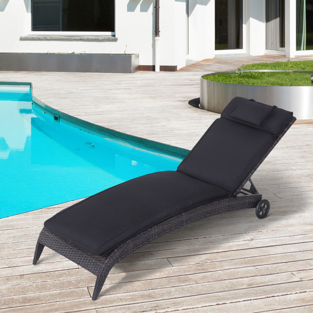 Garden Sun Lounger Chair Cushion Reclining Relaxer Indoor Outdoor