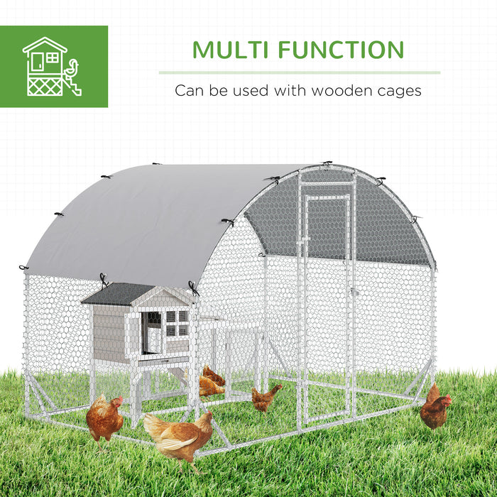 Walk In Chicken Run Galvanized Chicken Coop Hen Poultry House Cage Rabbit Hutch Pet Playpen Backyard with Water-Resist Cover, 2.8 x 1.9 x 2m