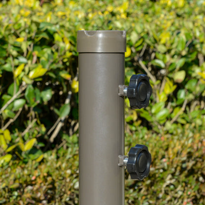 2.7m Banana Parasol Cantilever Umbrella with Crank Handle , Double Tier Canopy and Cross Base for Outdoor, Hanging Sun Shade, Green