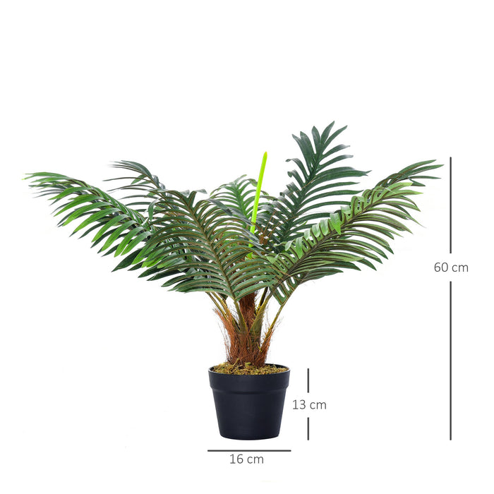 Artificial Palm Tree Decorative Plant 8 Leaves with Nursery Pot, Fake Tropical Tree for Indoor Outdoor Décor, 60cm