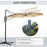 3(m) Patio Offset Parasol Roma Umbrella Cantilever Hanging Sun Shade Canopy Shelter 360° Rotation with Cross Base - Beige