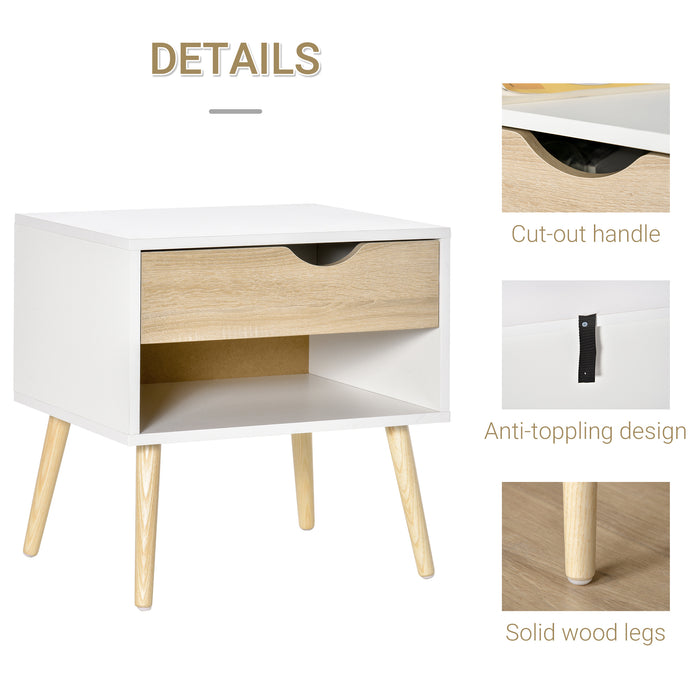 Bedside Table with Drawer and Shelf, Modern Nightstand, End Table for Bedroom, Living Room