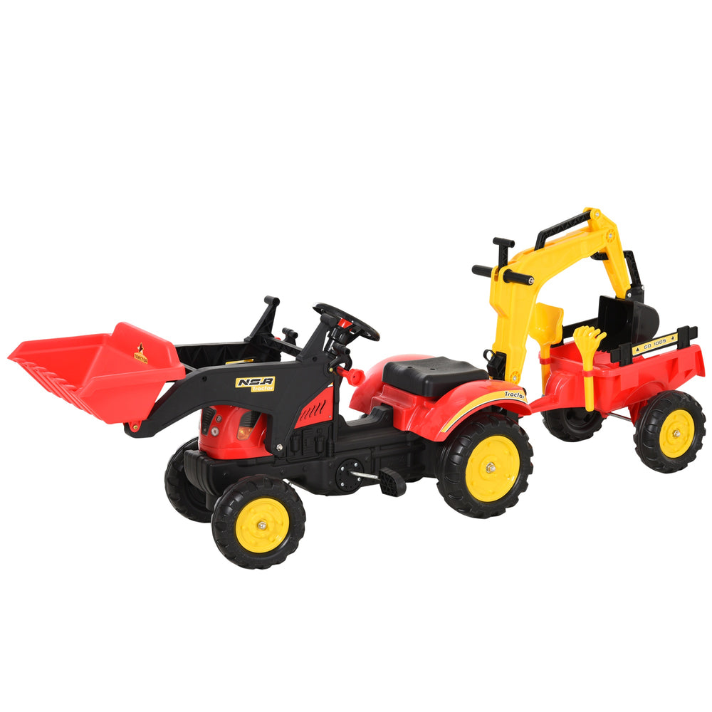 Kids Controllable Excavator Plastic Ride On Pedal Truck Red/Yellow