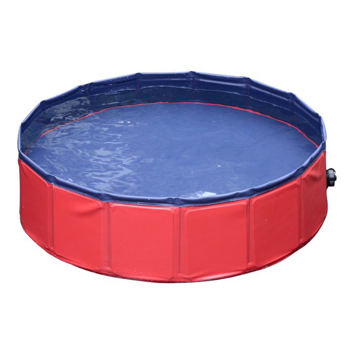 Pet Swimming Pool, Foldable, 80 cm Diameter-Red