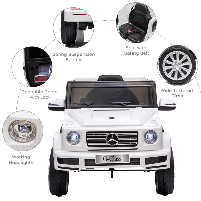 Compatible 12V Battery-powered Kids Electric Ride On Car Mercedes Benz G500 Toy with Parental Remote Control Music Lights MP3 Suspension Wheels