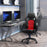 High Back Office & Gaming Chair Faux Leather Swivel Computer Desk Chair for Home Office with Wheels Armrests, Black & Red