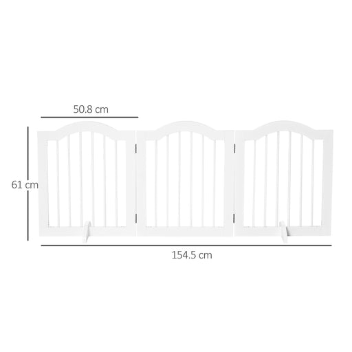 Freestanding Pet Gate Wooden Dog Gate with Support Feet Foldable Pet Fence Safety Barrier for the House Doorway Stairs White