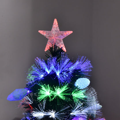 5ft Pre-Lit Fibre Optic Christmas Tree with 170 Multicolour LEDs & Baubles