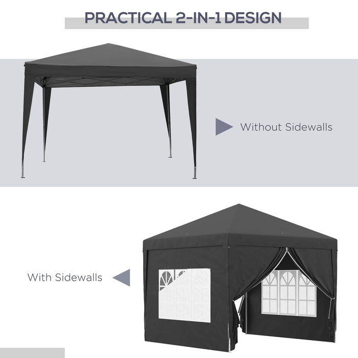 3 x 3 Meters Pop Up Water Resistant Gazebo Wedding Camping Party Tent Canopy Marquee with Carry Bag and 2 Windows, Black