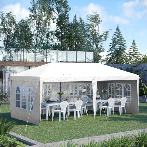 3 x 6m Pop Up Gazebo, Height Adjustable Marquee Party Tent with Sidewalls and Storage Bag, White