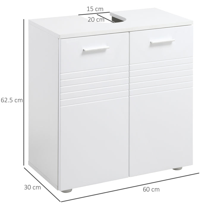 kleankin Under Sink Cabinet, Bathroom Vanity Unit, Pedestal Under Sink Design, Storage Cupboard with Adjustable Shelf, White