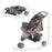 Pet Travel Stroller Cat Dog Pushchair Trolley Puppy Jogger Carrier Three Wheels for Small Miniature Dogs(Coffee)