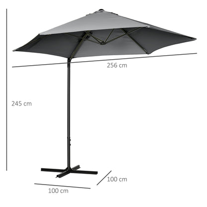 Outsunny 2.5M Garden Cantilever Parasol with 360√Ç¬¨√Ç¬®√¢¬Ä¬ö√É¬†√É¬ª Rotation, Offset Roma Patio Umbrella Hanging Sun Shade Canopy Shelter with Cross Base, Grey