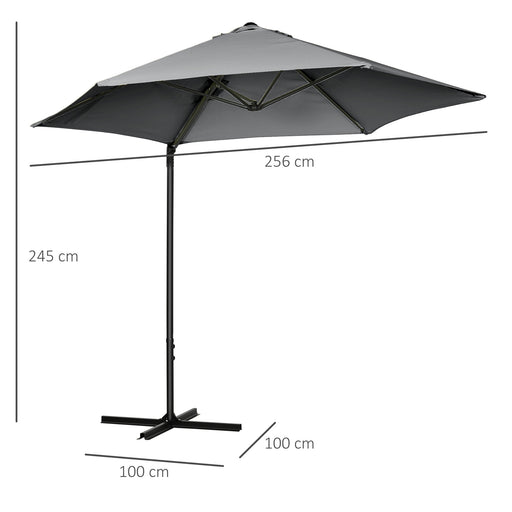 Outsunny 2.5M Garden Cantilever Parasol with 360Â¬Â¨âÃ Ã» Rotation, Offset Roma Patio Umbrella Hanging Sun Shade Canopy Shelter with Cross Base, Dark Grey