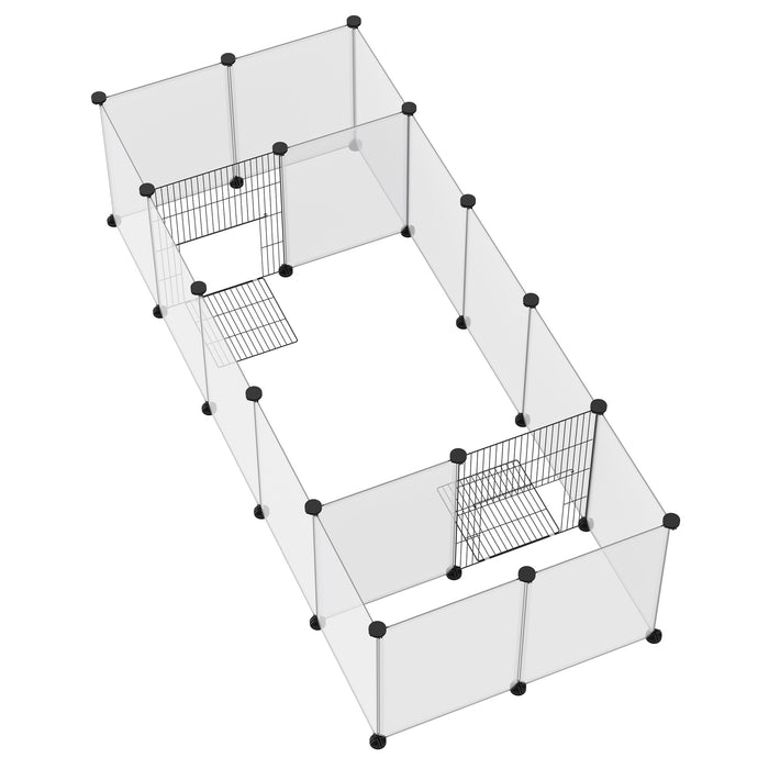 Pet Playpen, DIY Small Animal Cage, 18 Panels Portable Metal Fence, for Guinea Pigs, Hedgehogs, 175 x 70 x 45cm - White