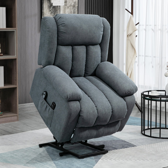 Oversized Riser and Recliner Chairs for the Elderly, Heavy Duty Fabric Upholstered Lift Chair for Living Room with Remote Control, Side Pocket, Dark Grey