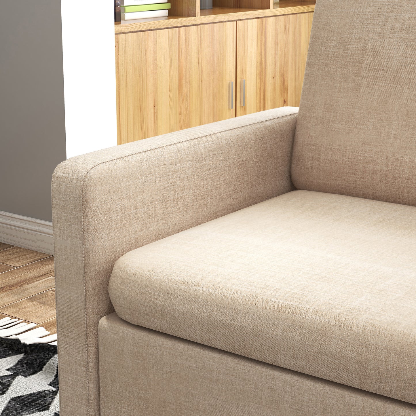 Modern Armchair, Comfy Fireside Chair, Upholstered Accent Chair for Living Room, Bedroom, Home Office, Beige