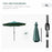 2.7m Patio Garden Umbrella Outdoor Parasol with Tilt Crank and 24 LEDs Lights (Green)