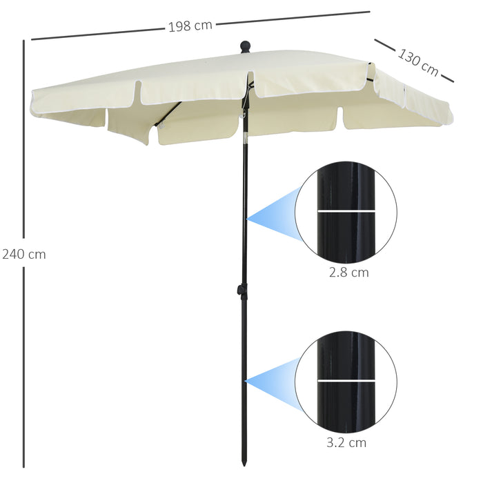 Aluminium Sun Umbrella Parasol Patio Garden Tilt 2M x 1.25M Cream White