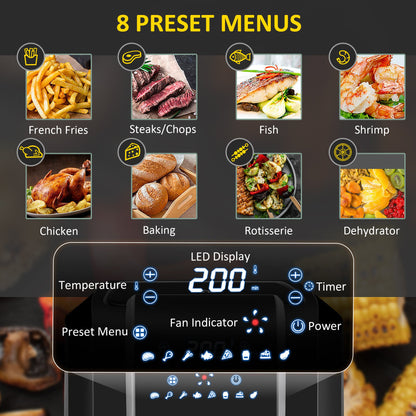 Air Fryers, 1700W 6.5L Air Fryers Oven with Digital Display, Rapid Air Circulation, Adjustable Temperature, Timer and Nonstick Basket Black