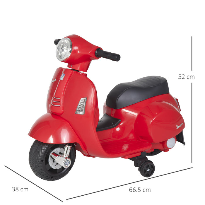 Vespa Licensed Kids Ride On Motorcycle 6V Battery Powered Electric Trike Toys for 18-36 Months with Horn Headlight Red