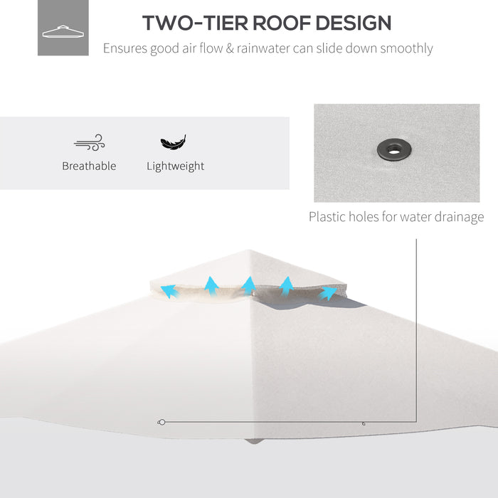 Outsunny 3x3(M) Replacement Gazebo Canopy, Double Tier Roof Top for Garden, Patio, Outdoor, Beige (TOP ONLY)