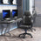 Computer Chair Faux Leather High Back Home Office Chair, Swivel Chair w/ Wheels Armrests, Black