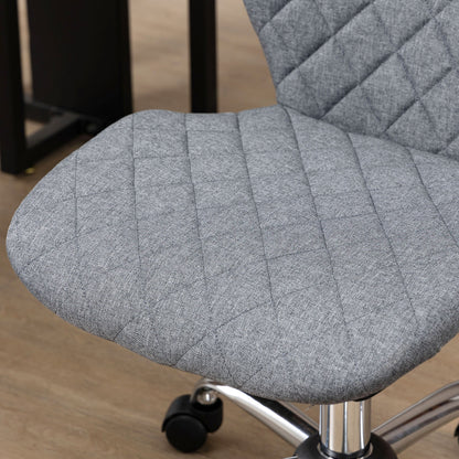 Mid Back Swivel Chair w/360° Swivel Height, thick sponge padded, Adjustable Home Office Linen Fabric Grey