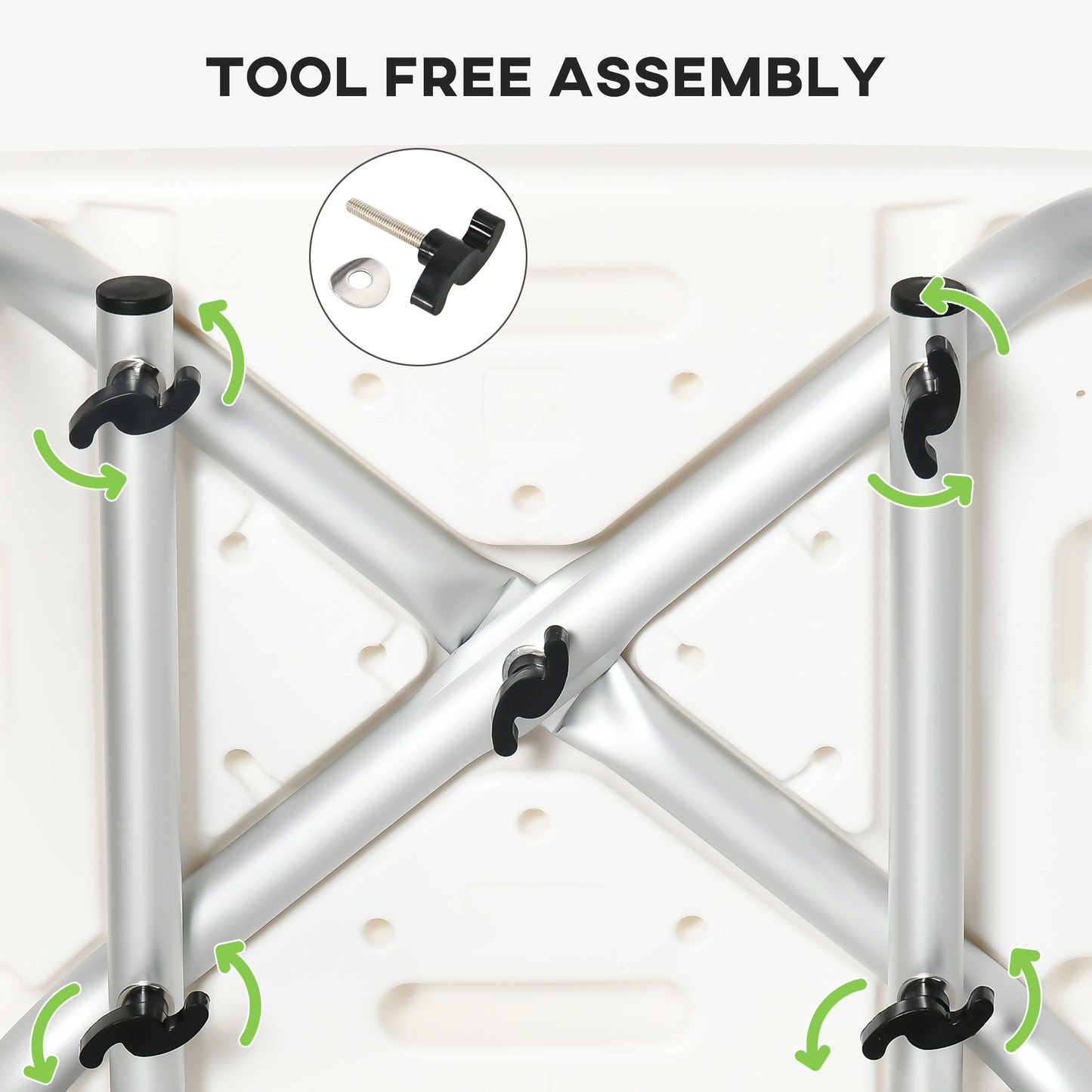 Shower Chair, 6-Level Height Adjustable Shower Stool with Backrest, Curved Seat, Anti-slip Foot Pads, 136kg Capacity, Green
