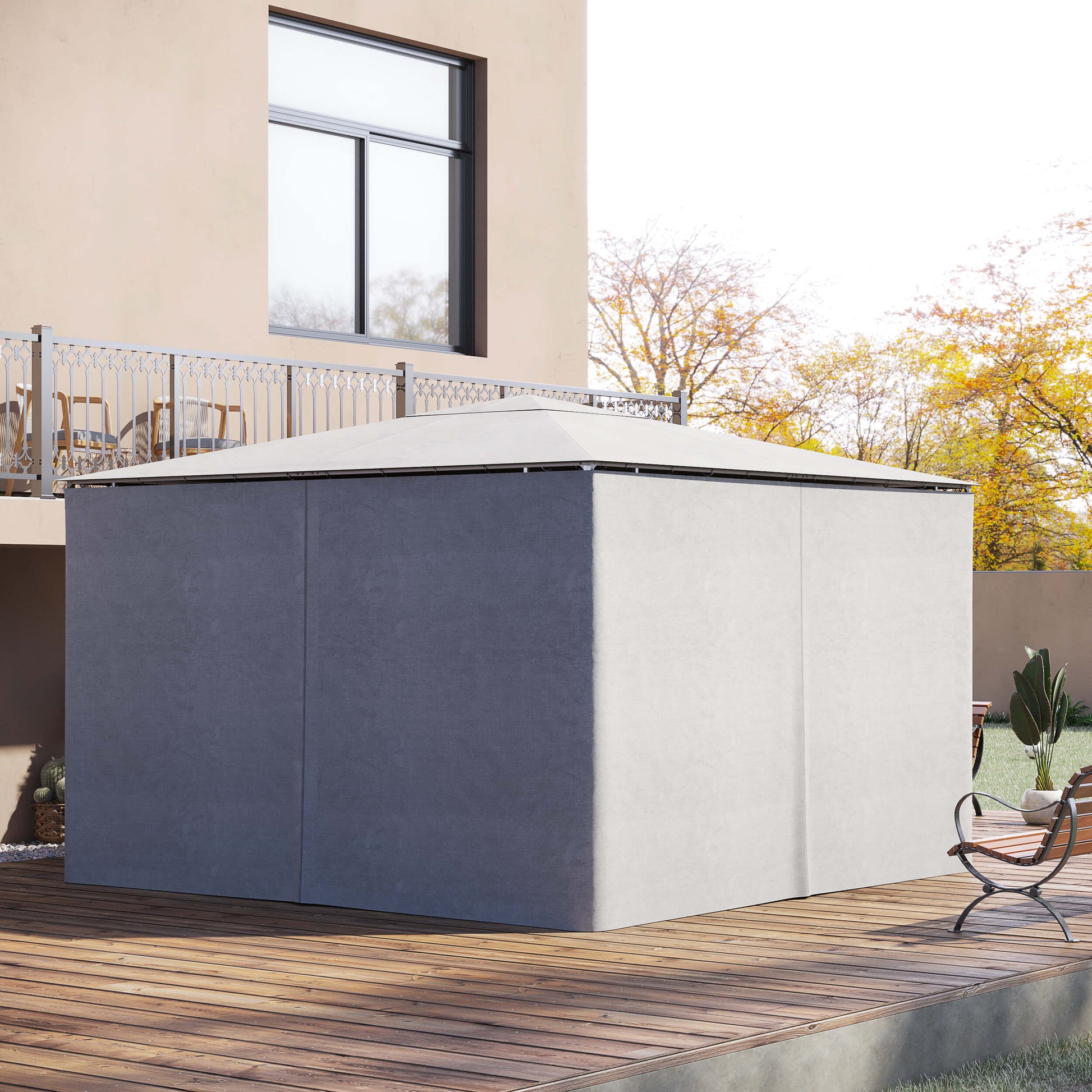 Outsunny 4 Pack Universal Gazebo Replacement Sidewalls Privacy Panel for Most 3 x 4m Gazebo Canopy Pavillion Outdoor Shelter Curtains Accessories Light Grey