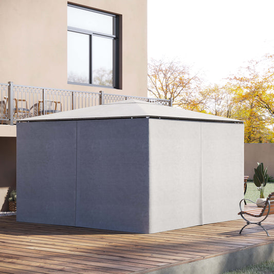 Outsunny 4 Pack Universal Gazebo Replacement Sidewalls Privacy Panel for Most 3 x 4m Gazebo Canopy Pavillion Outdoor Shelter Curtains Accessories Light Grey