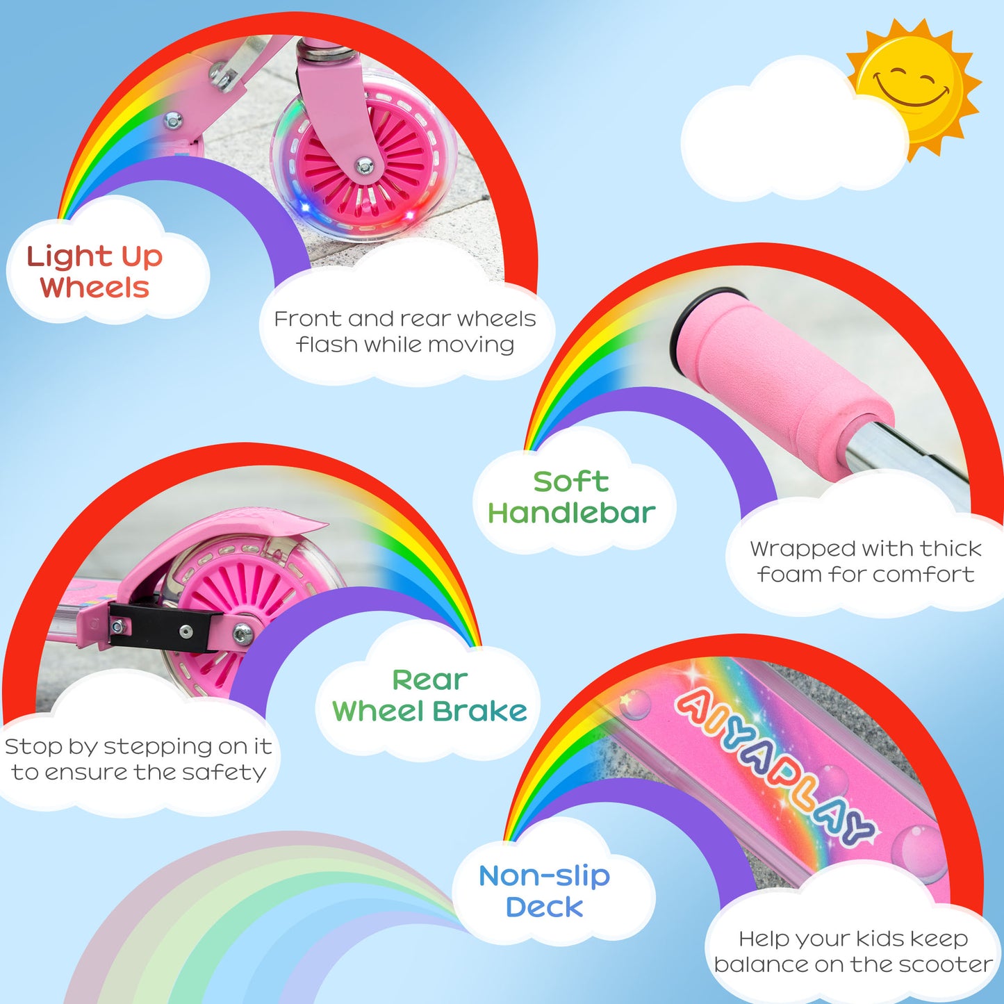 Foldable Kids Scooter with Lights and Music