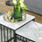 Modern Coffee Table Set of Two, Marble-Effect Nest of Tables with Steel Frame for Living Room, White and Black