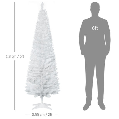 6ft White Slim Artificial Christmas Tree with 390 Tips & Stand