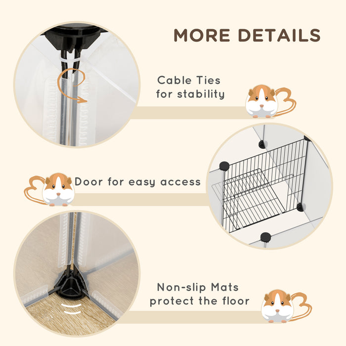 Pet Playpen, DIY Small Animal Cage, 18 Panels Portable Metal Fence, for Guinea Pigs, Hedgehogs, 175 x 70 x 45cm - White