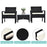 Outsunny 3 Pieces Outdoor Rattan Bistro Set, Patio Wicker Balcony Furniture, Conservatory Sofa Sets w/ Coffee Table and Cushioned Chair, Black