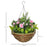 Set of 2 Artificial Plant Lisianthus Flowers Hanging Planter with Basket for Indoor Outdoor Decoration