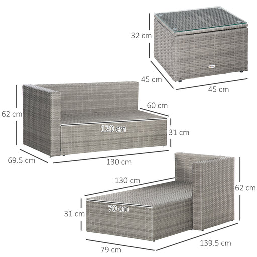 Rattan Sofa Set - Corner Set Grey