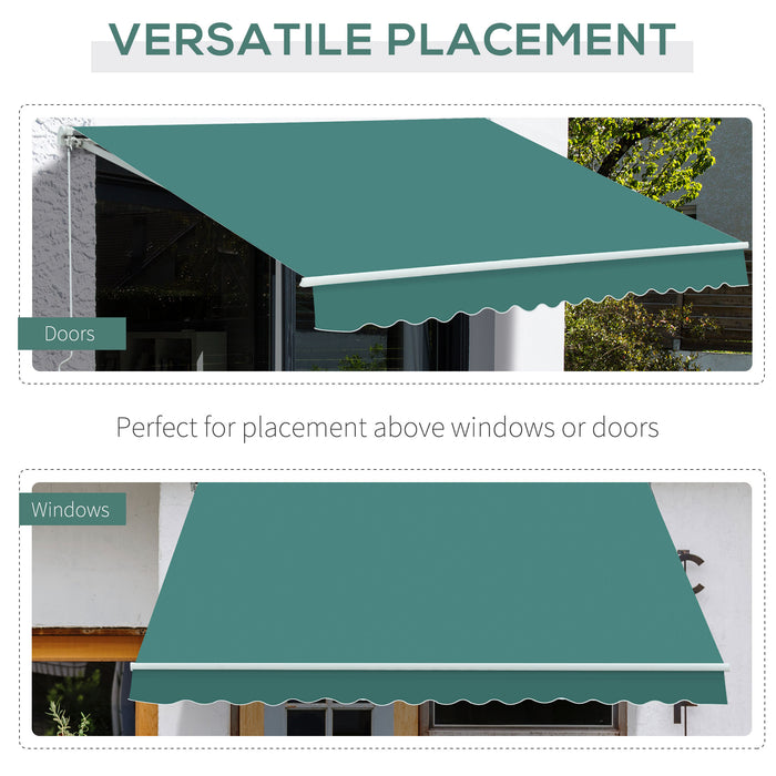 3.5 x 2.5 m Garden Patio Manual Awning Canopy Sun Shade Shelter with Winding Handle - Green