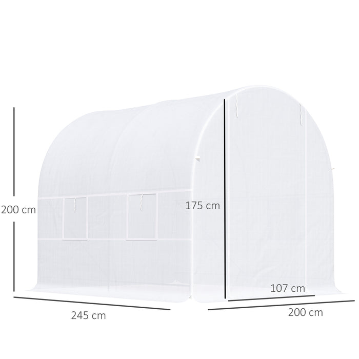 2.5 x 2 x 2 m Large Galvanized Steel Frame Outdoor Poly Tunnel Garden Walk-In Patio Greenhouse - White