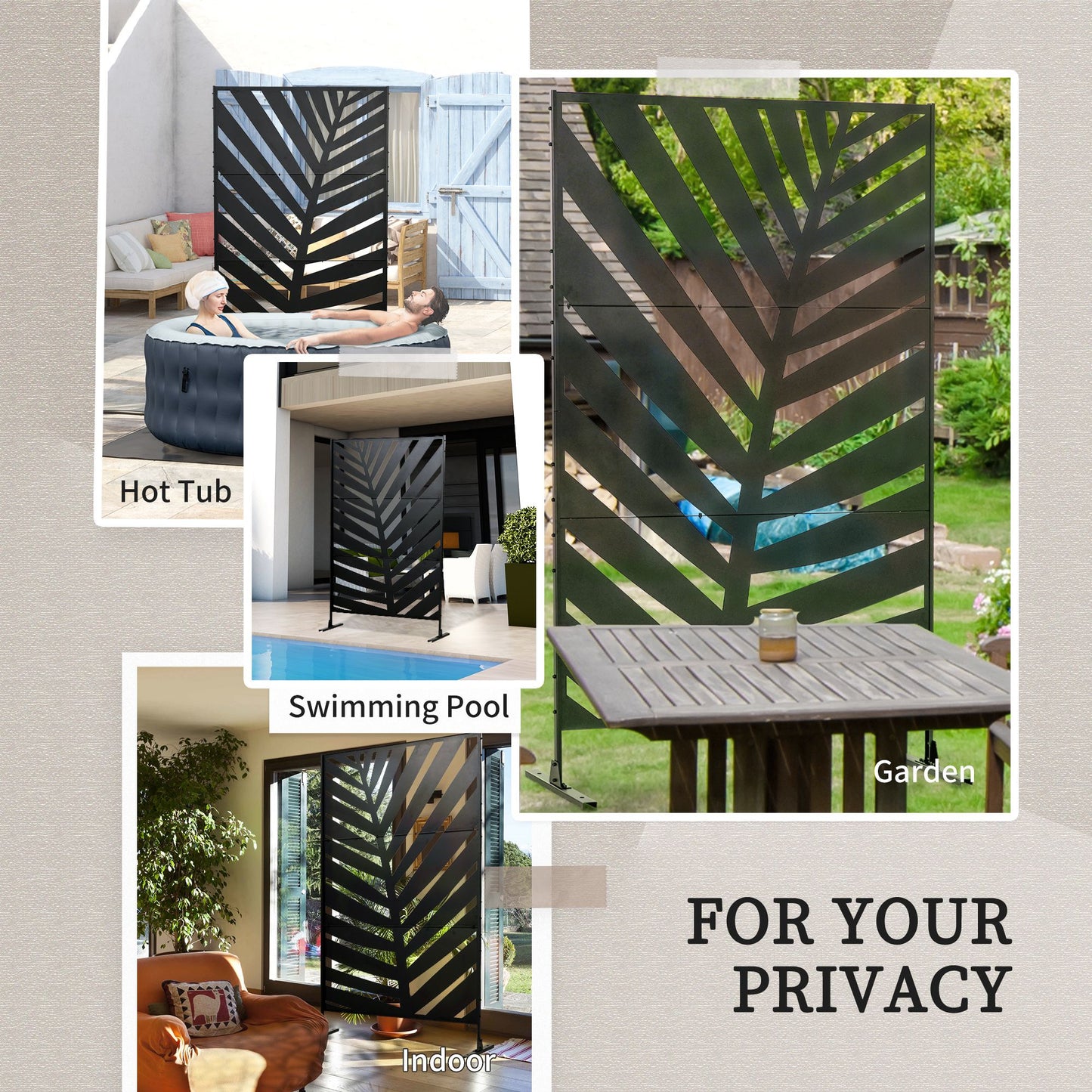 Outdoor Privacy Banana Leaf Pattern - Black