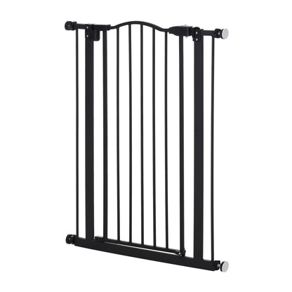 Dog Gate Pressure Fit Pet Tall Stairs Gate Safety Barrier Auto Close, 94cm Extra Tall, 74-80cm Wide, with Double Locking, Black