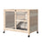 Wooden Rabbit Hutch Guinea Pigs House Bunny Small Animal Cage w/ Pull-out Tray Openable Roof Wheels 91.5 x 53.3 x 73 cm, Natural